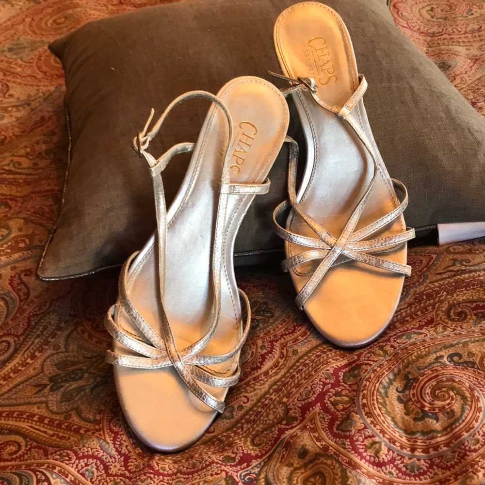 Ralph Lauren Kitten Heel silver shoe